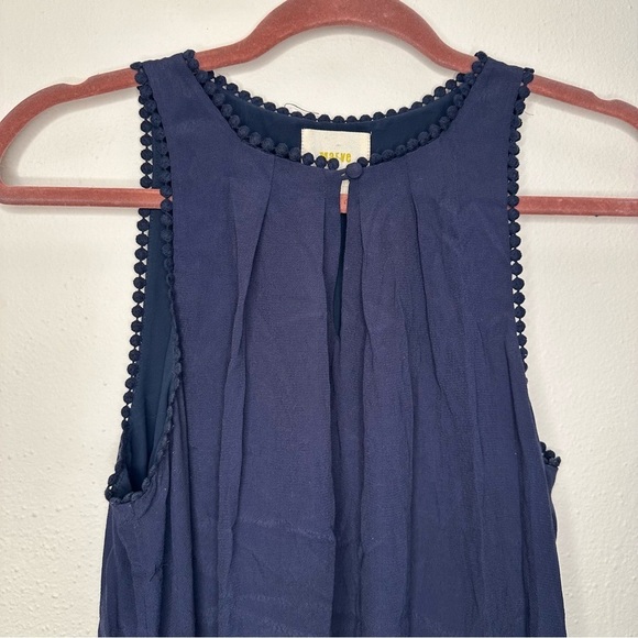 Anthropologie Maeve Shift Dress Sleeveless Navy Blue Sequin Fringe Trim Size 0 - Picture 5 of 13